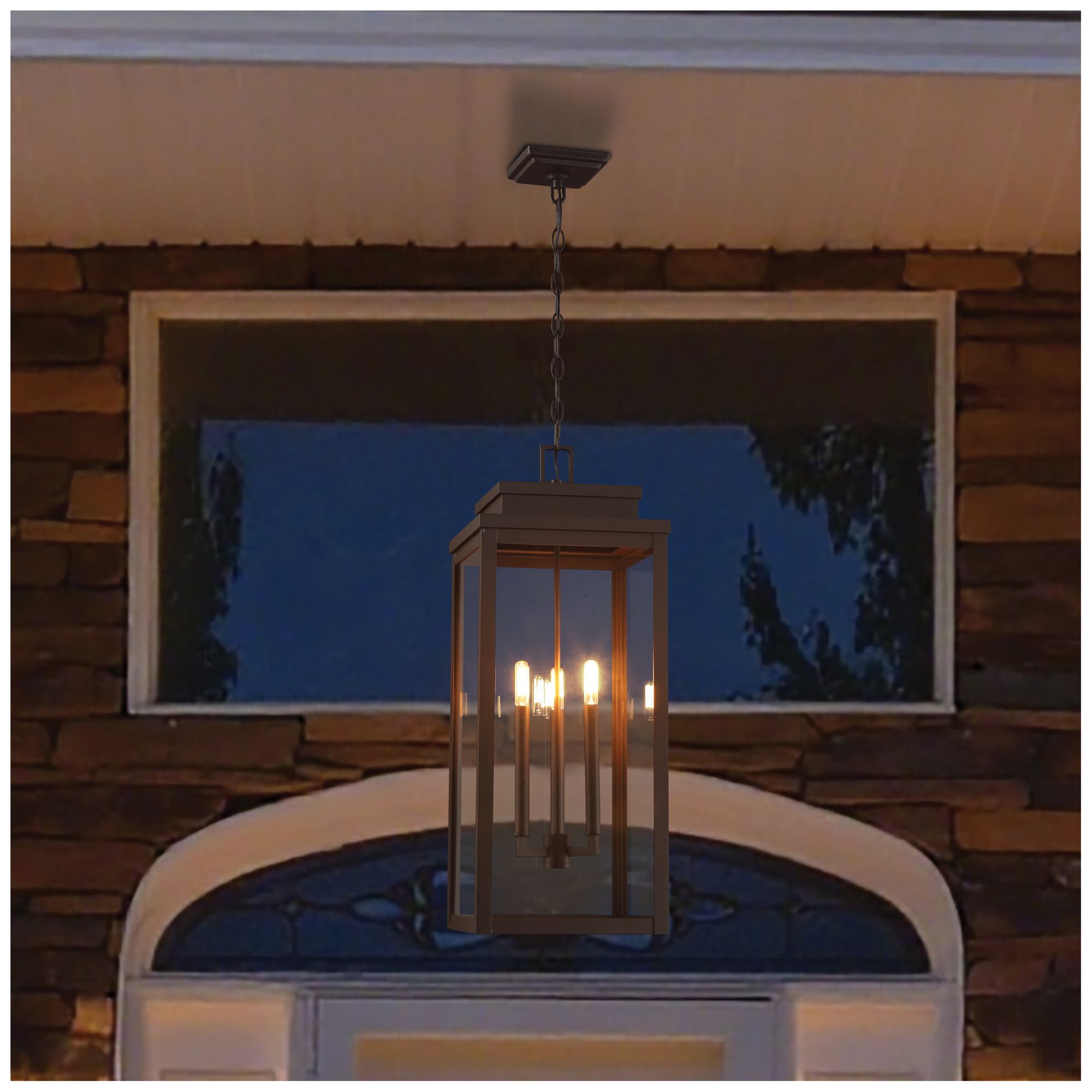 Image 2 Thesis Hillside 11 in. 3 Lt Dark Bronze Exterior Pendant Light, Clear Glass more views