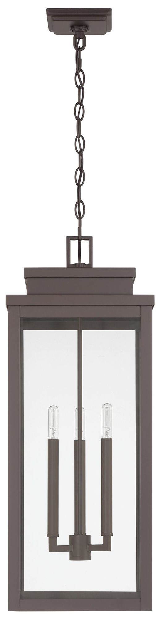 Image 3 Thesis Hillside 11 in. 3 Lt Dark Bronze Exterior Pendant Light, Clear Glass more views