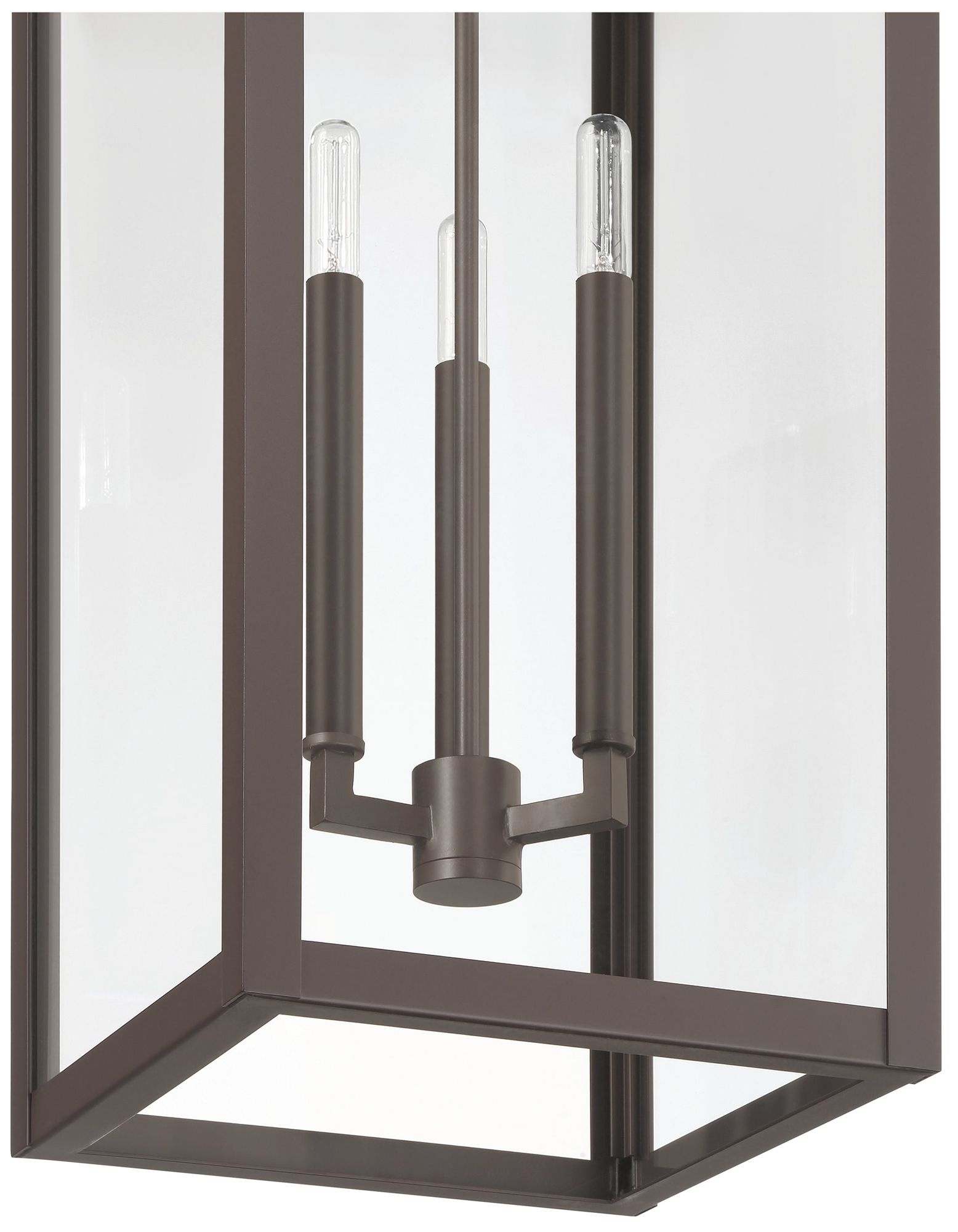 Image 4 Thesis Hillside 11 in. 3 Lt Dark Bronze Exterior Pendant Light, Clear Glass more views