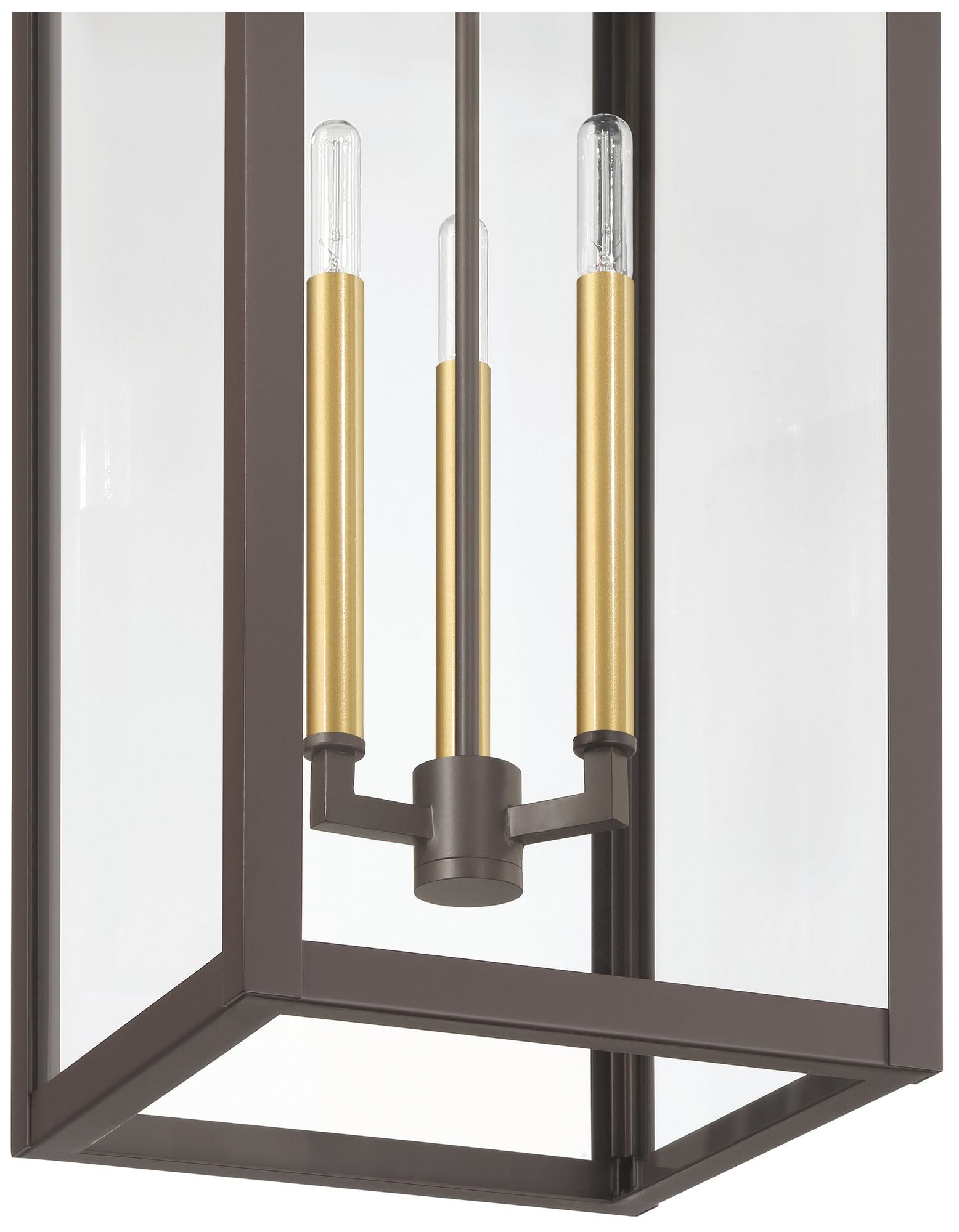 Image 5 Thesis Hillside 11 in. 3 Lt Dark Bronze Exterior Pendant Light, Clear Glass more views