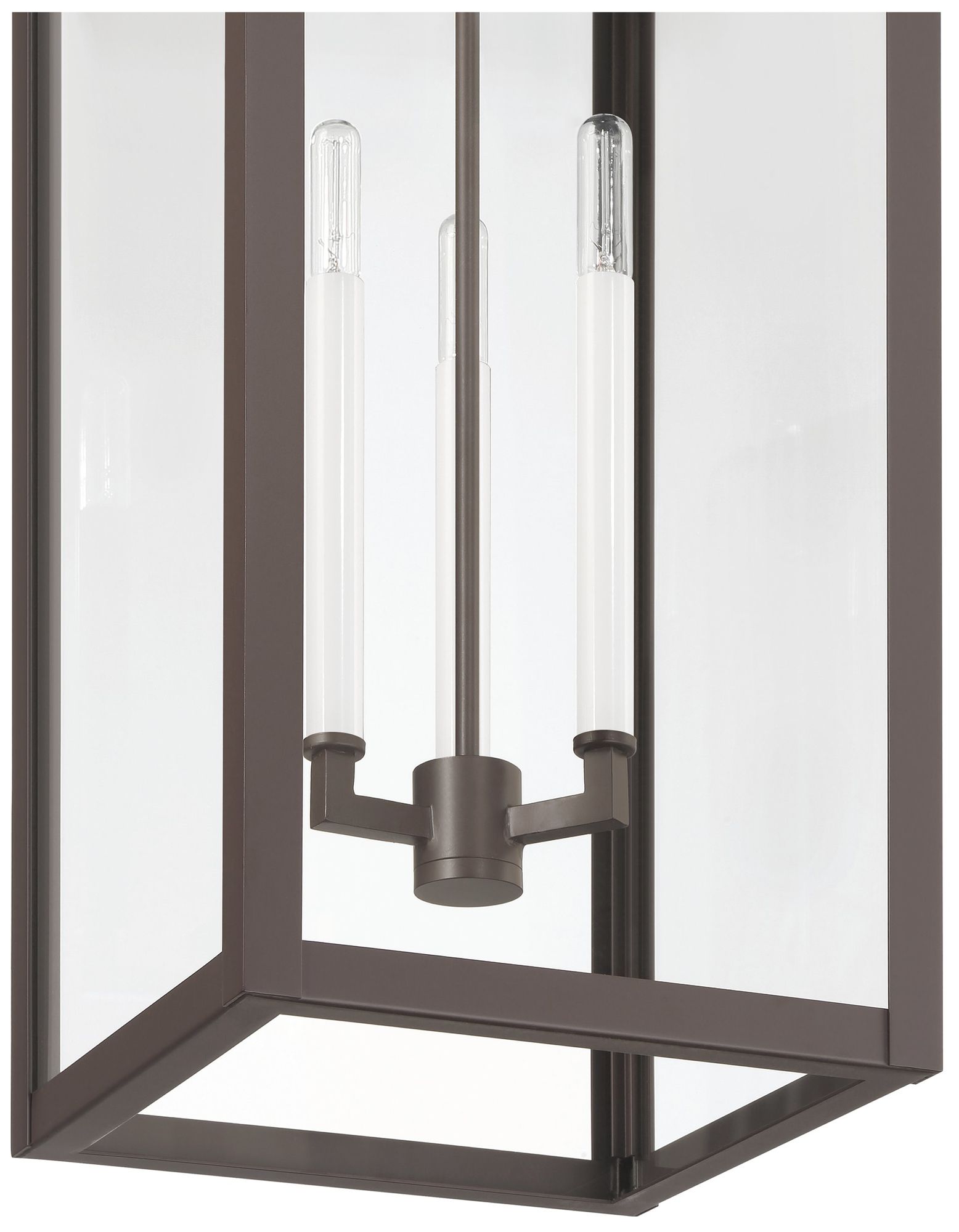 Image 6 Thesis Hillside 11 in. 3 Lt Dark Bronze Exterior Pendant Light, Clear Glass more views