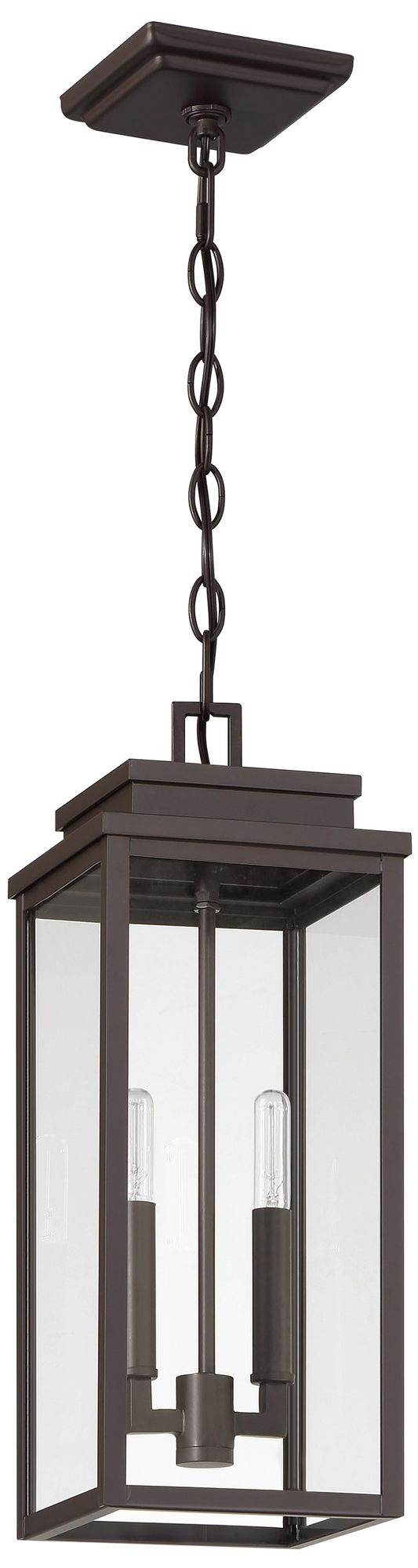 Thesis Hillside 2 Light Dark Bronze Exterior Pendant Light - Clear Glass