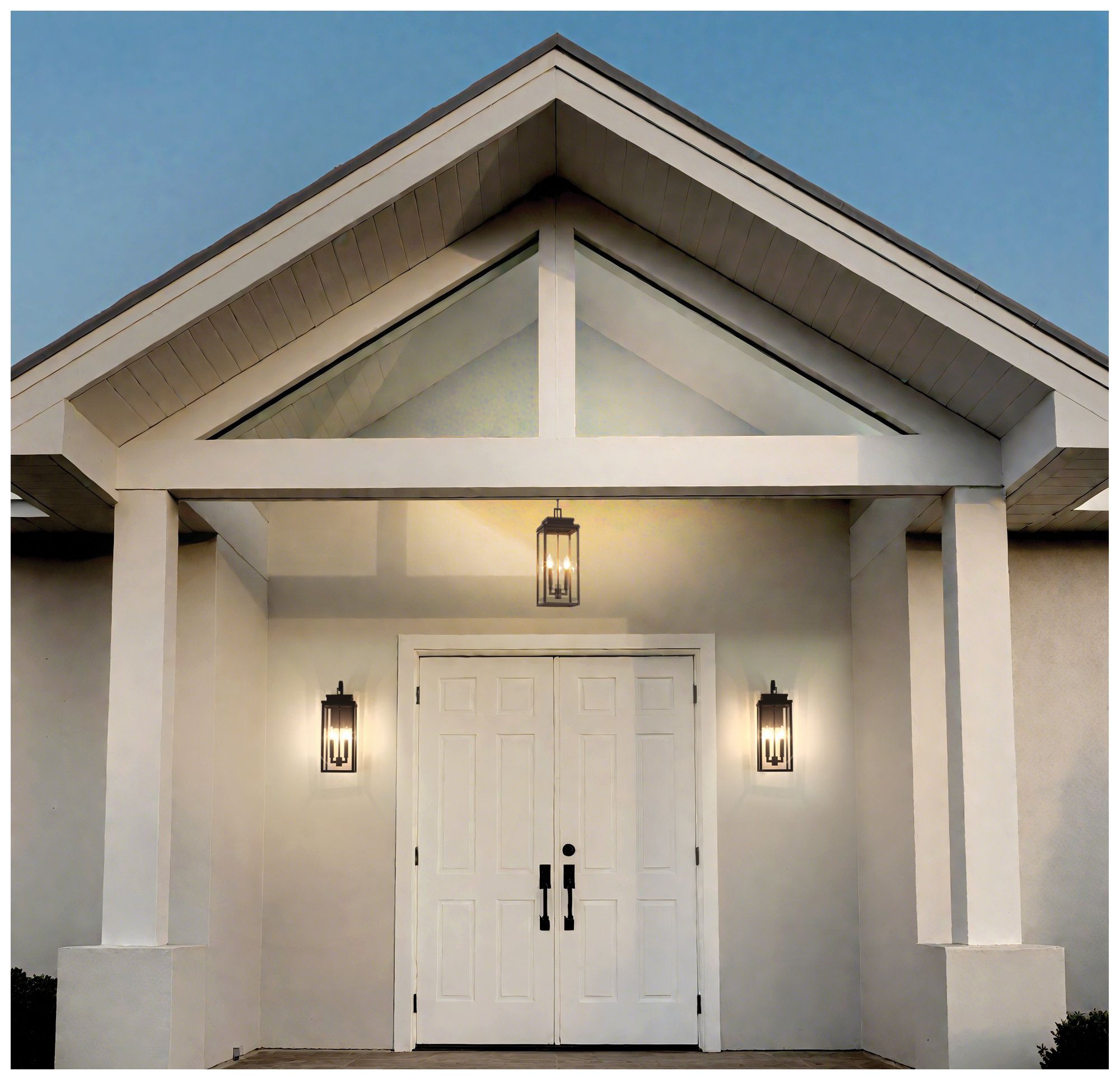 Thesis Hillside 2 Light Exterior Pendant Light, Black w/ Clear Glass