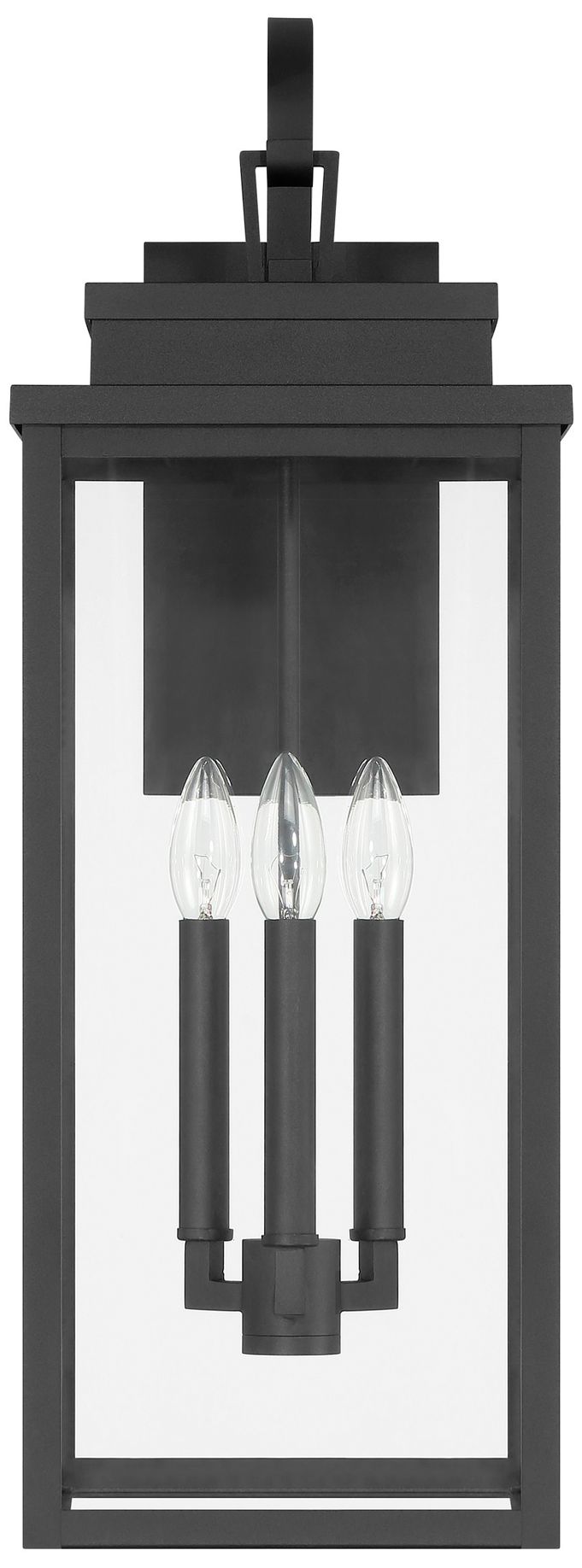 Image 2 Thesis Hillside 25" 3 Black Exterior Wall Sconce with Clear Glass more views