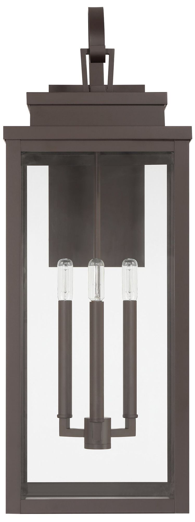 Image 2 Thesis Hillside 31" 3 Light Dark Bronze Exterior Wall Sconce w/ Clear Glass more views