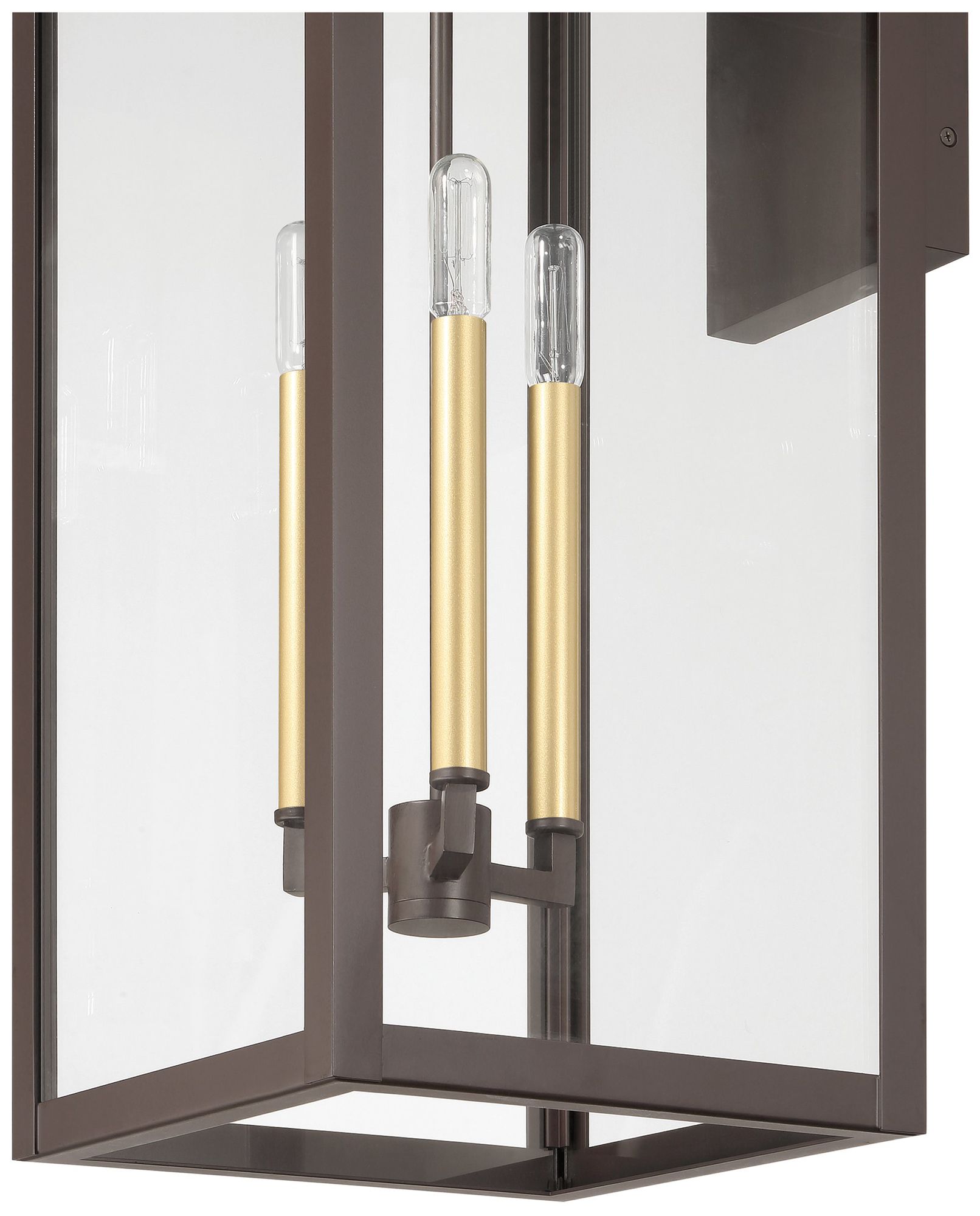 Image 4 Thesis Hillside 31" 3 Light Dark Bronze Exterior Wall Sconce w/ Clear Glass more views