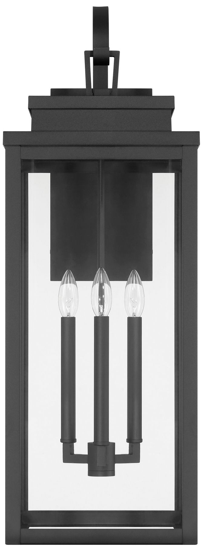 Image 2 Thesis Hillside 31" Textured Black Exterior Wall Sconce with Clear Glass more views