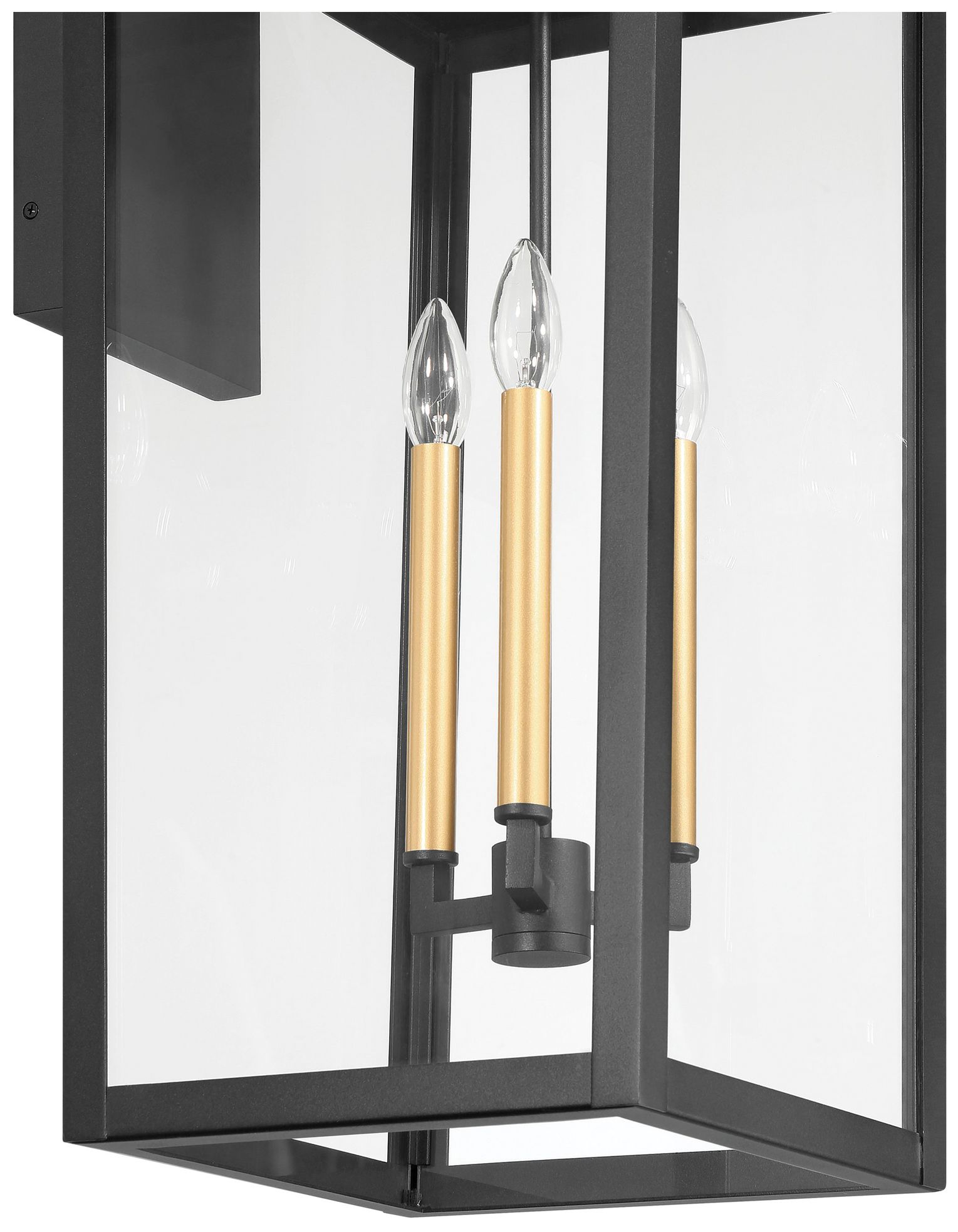 Image 4 Thesis Hillside 31" Textured Black Exterior Wall Sconce with Clear Glass more views