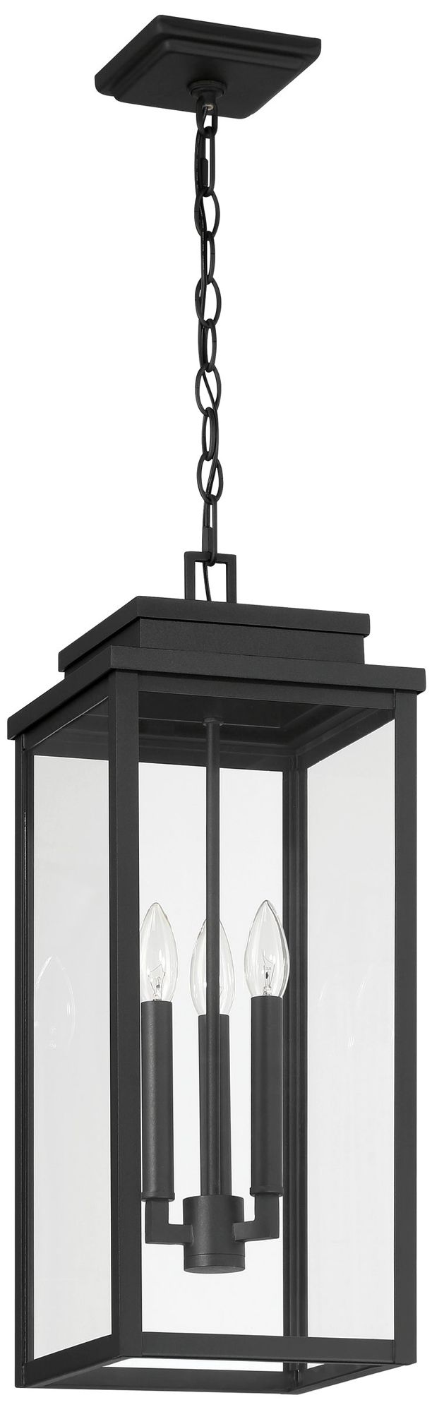 Thesis Hillside 9" 3 Light Black Exterior Pendant Light w/ Clear Glass
