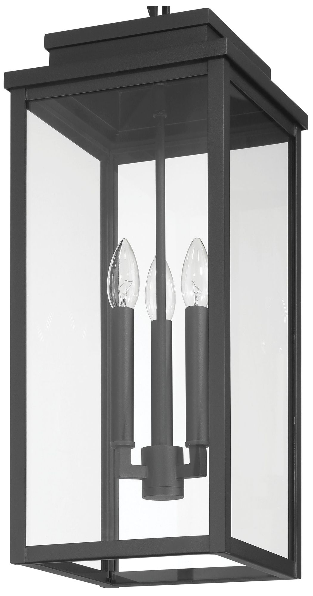 Image 4 Thesis Hillside 9" 3 Light Black Exterior Pendant Light w/ Clear Glass more views