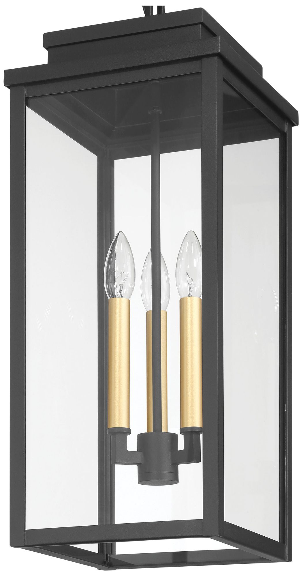 Image 5 Thesis Hillside 9" 3 Light Black Exterior Pendant Light w/ Clear Glass more views