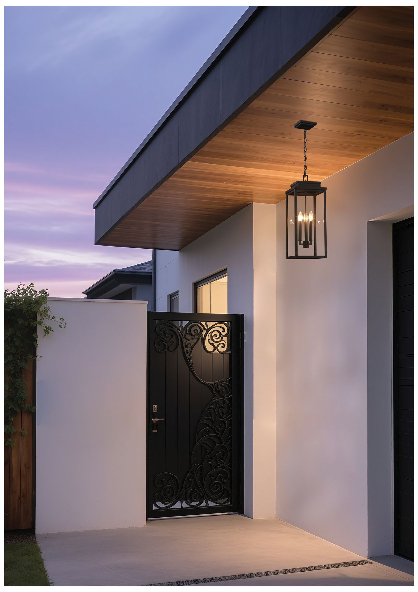Thesis Hillside 9" 3 Light Black Exterior Pendant Light w/ Clear Glass