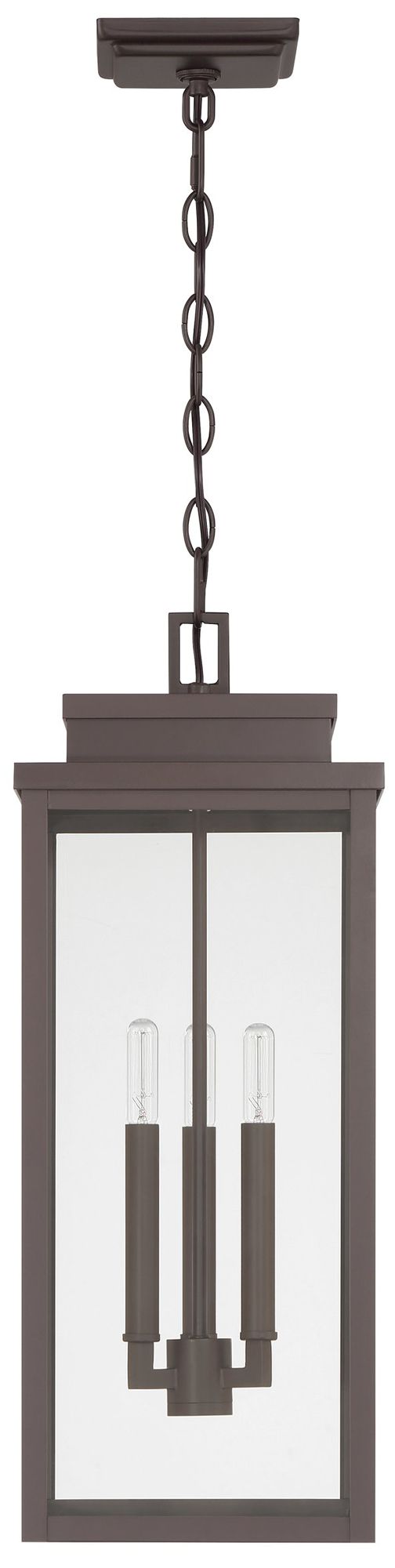 Image 3 Thesis Hillside 9 in. 3 Lt Dark Bronze Exterior Pendant Light, Clear Glass more views