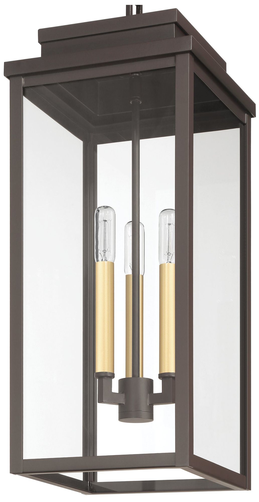 Image 5 Thesis Hillside 9 in. 3 Lt Dark Bronze Exterior Pendant Light, Clear Glass more views
