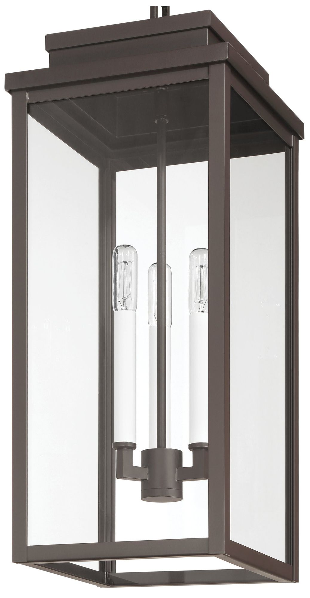 Image 6 Thesis Hillside 9 in. 3 Lt Dark Bronze Exterior Pendant Light, Clear Glass more views