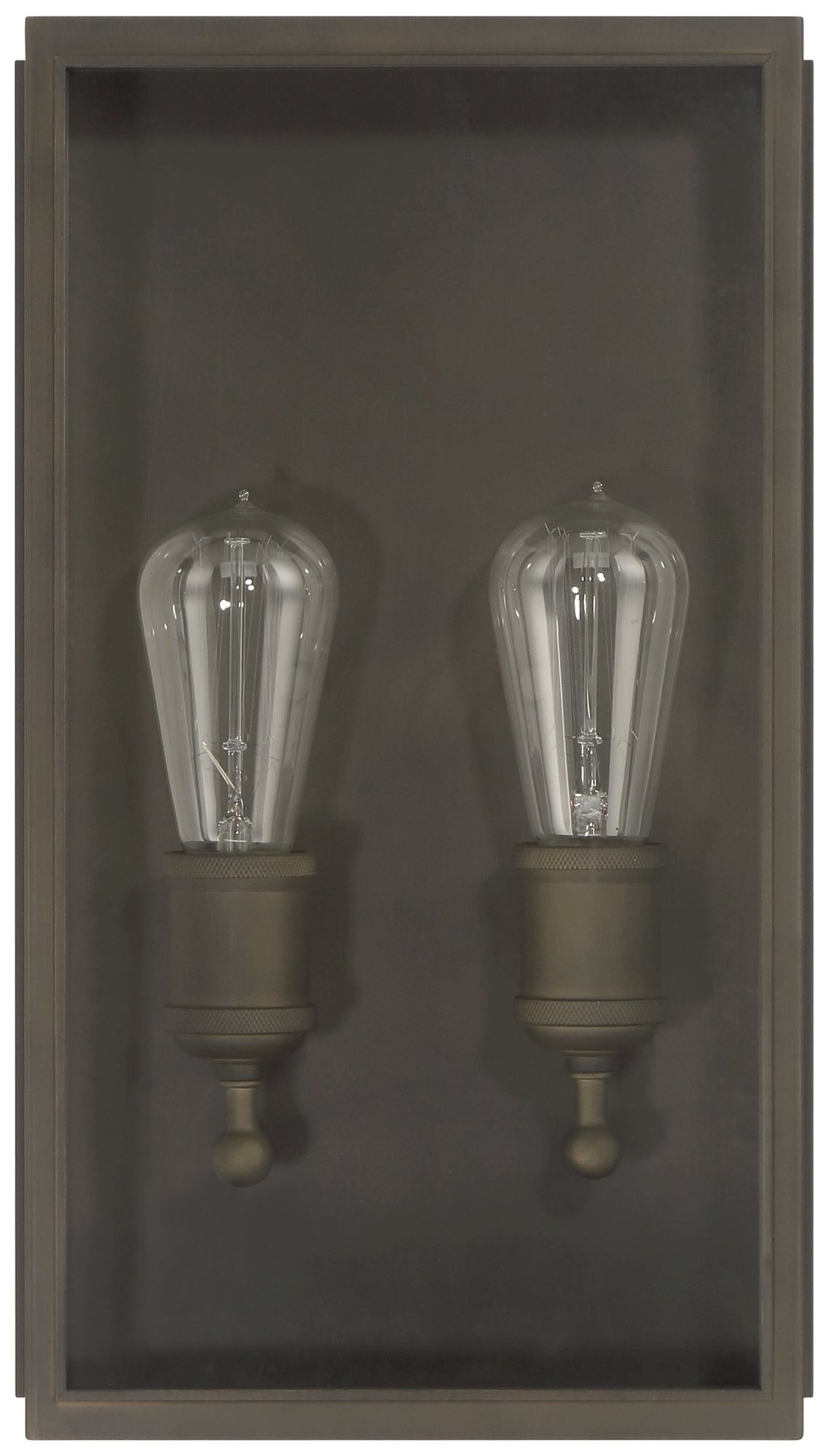 Image 3 Thesis Hollis 2 Light Blackened Brass Exterior Wall Sconce w/ Clear Glass more views