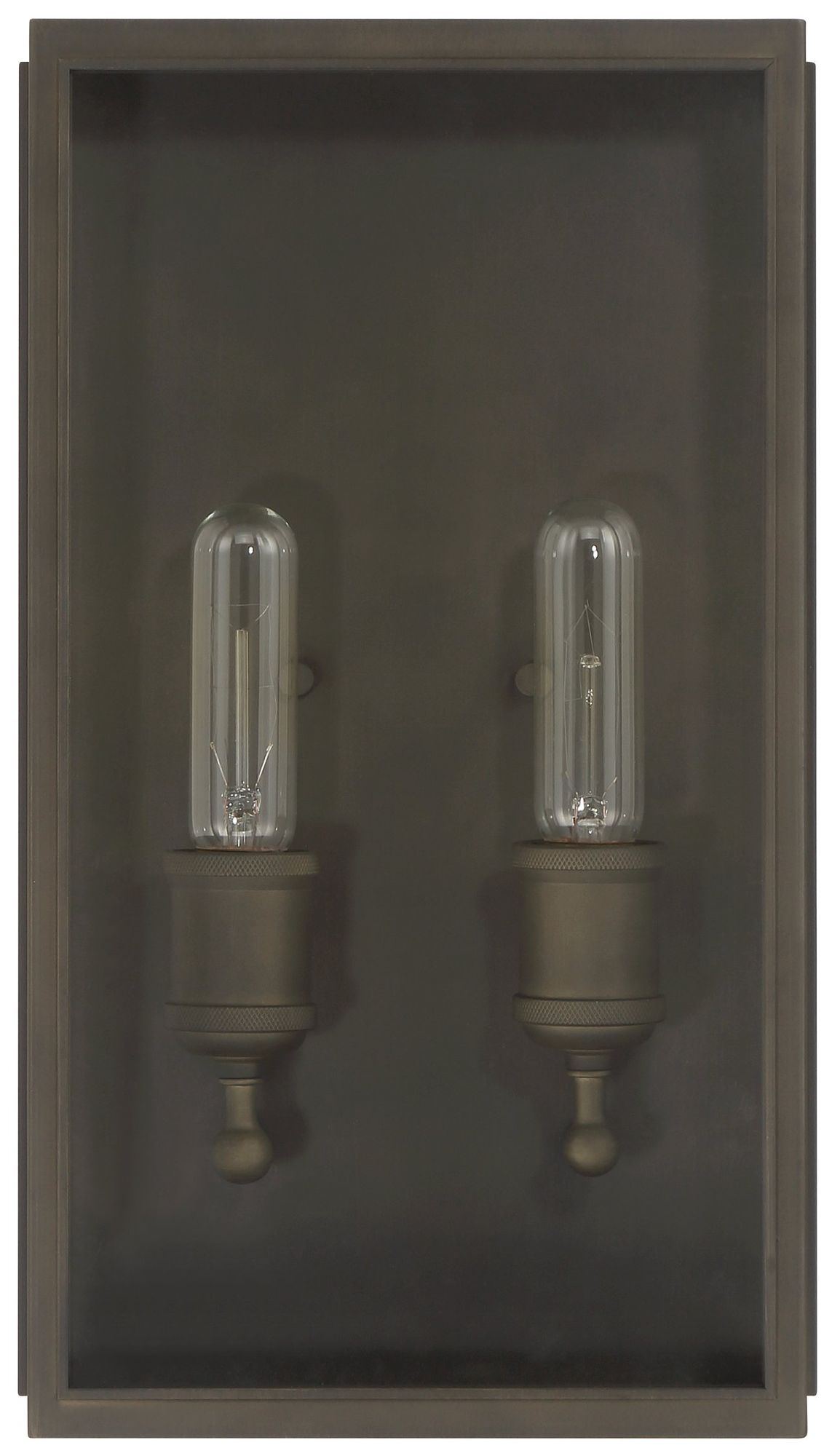 Image 4 Thesis Hollis 2 Light Blackened Brass Exterior Wall Sconce w/ Clear Glass more views
