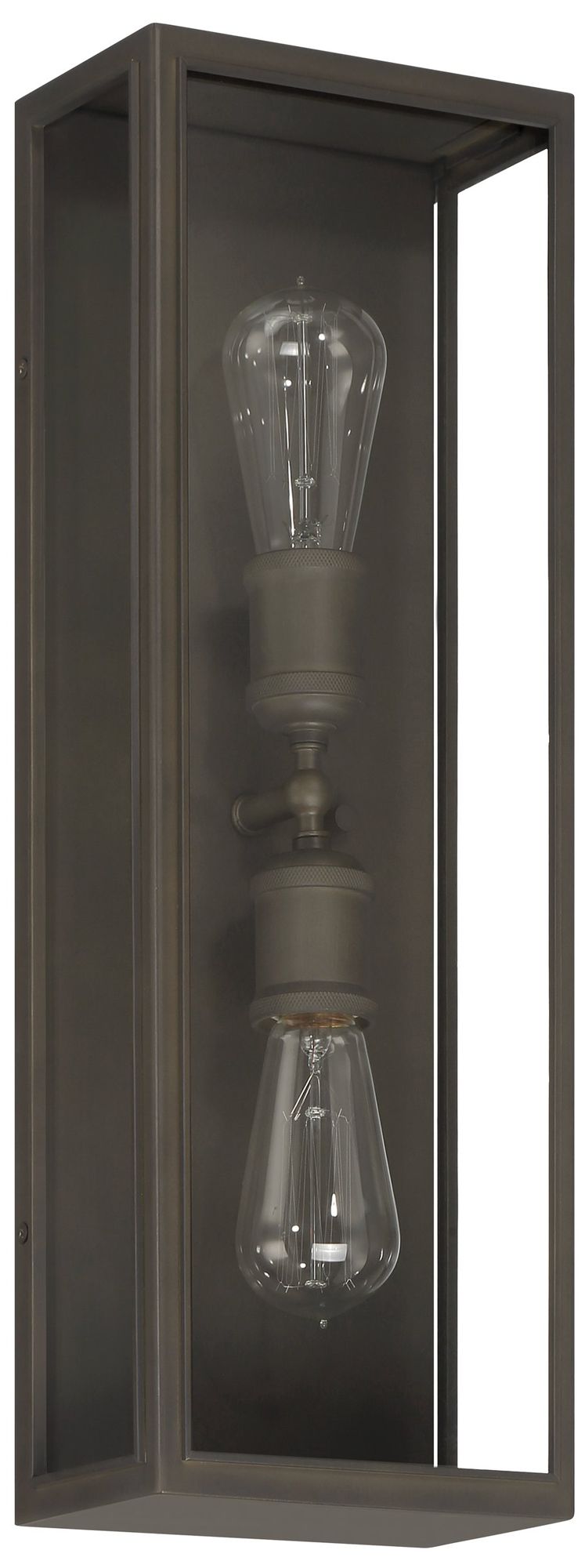 Thesis Hollis 2 Light Blackened Brass Exterior Wall Sconce w/ Clear Glass