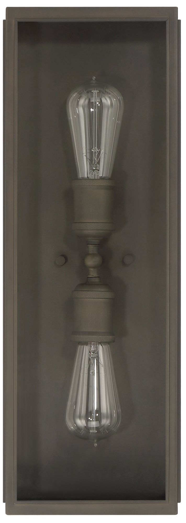Image 2 Thesis Hollis 2 Light Blackened Brass Exterior Wall Sconce w/ Clear Glass more views
