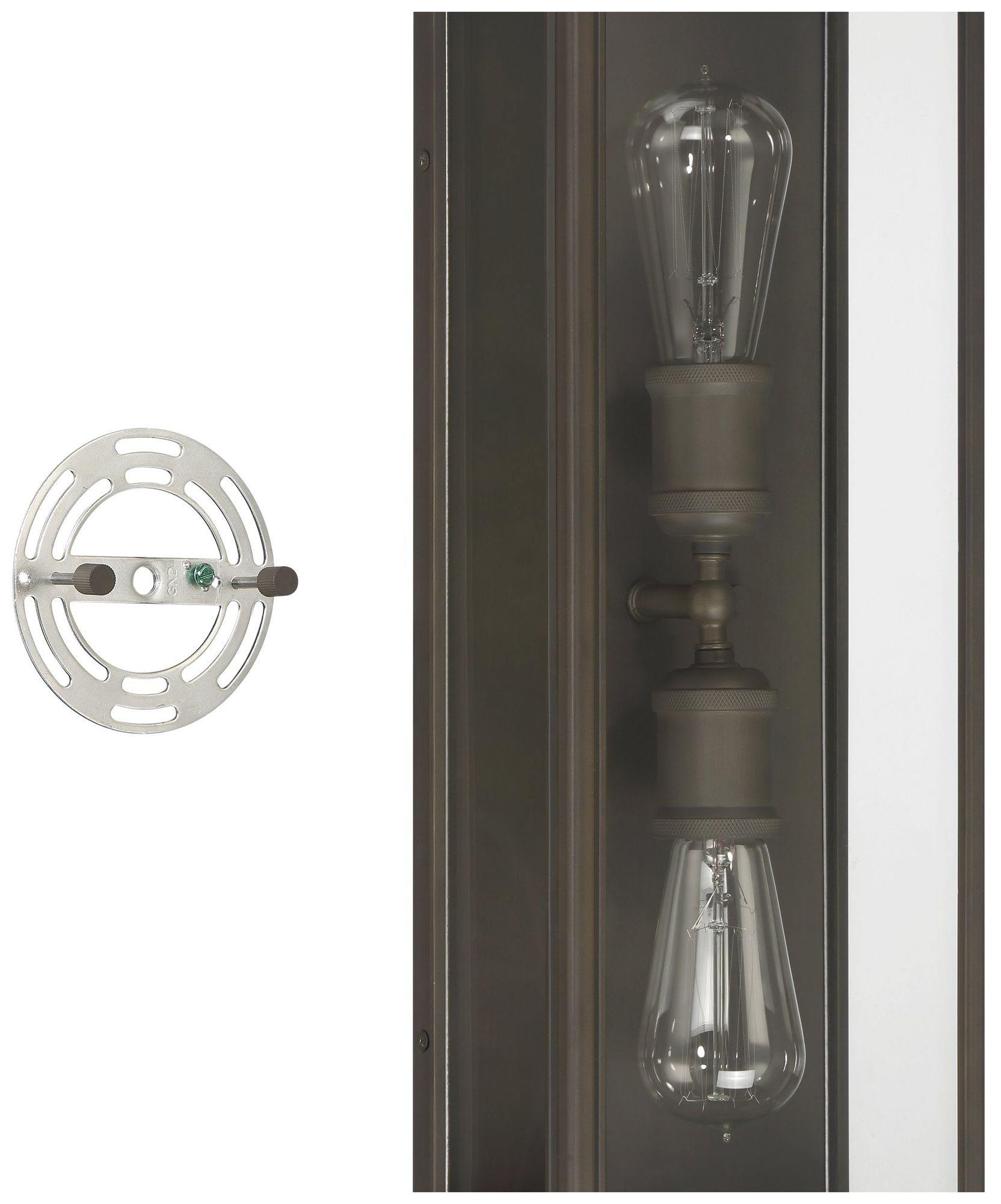 Image 3 Thesis Hollis 2 Light Blackened Brass Exterior Wall Sconce w/ Clear Glass more views