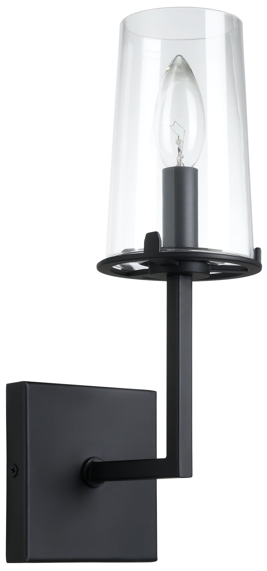 Thesis Jared 13-inch Matte Black Vanity Light with Clear Glass Shade