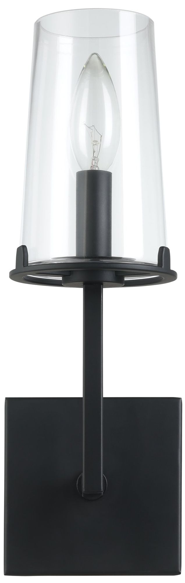 Image 3 Thesis Jared 13-inch Matte Black Vanity Light with Clear Glass Shade more views