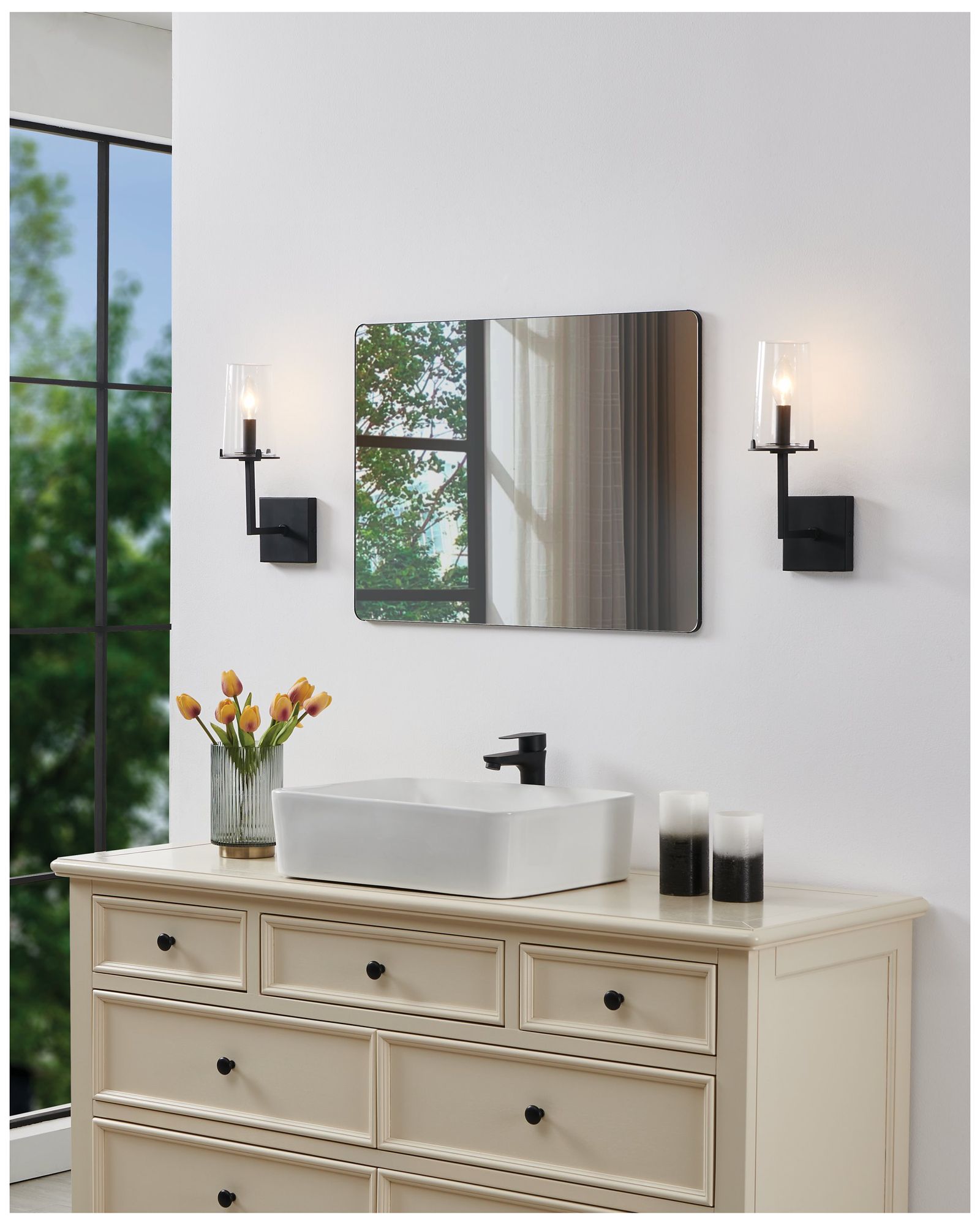 Image 6 Thesis Jared 13-inch Matte Black Vanity Light with Clear Glass Shade more views