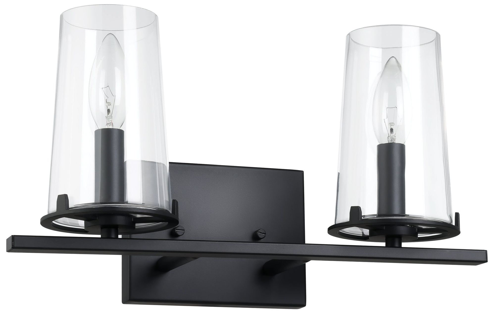 Thesis Jared 15-inch Matte Black Vanity Light with Clear Glass Shades