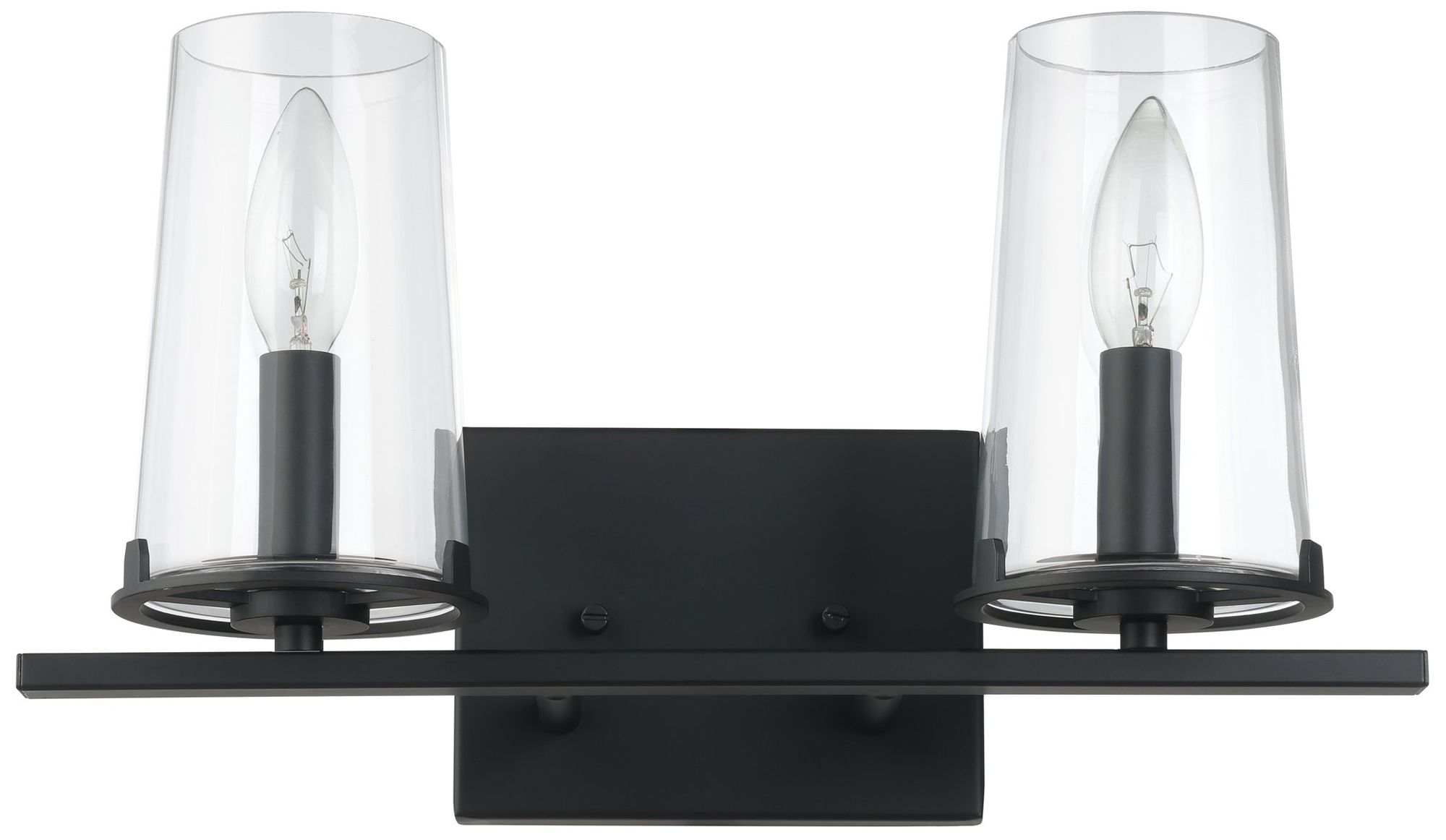 Image 3 Thesis Jared 15-inch Matte Black Vanity Light with Clear Glass Shades more views