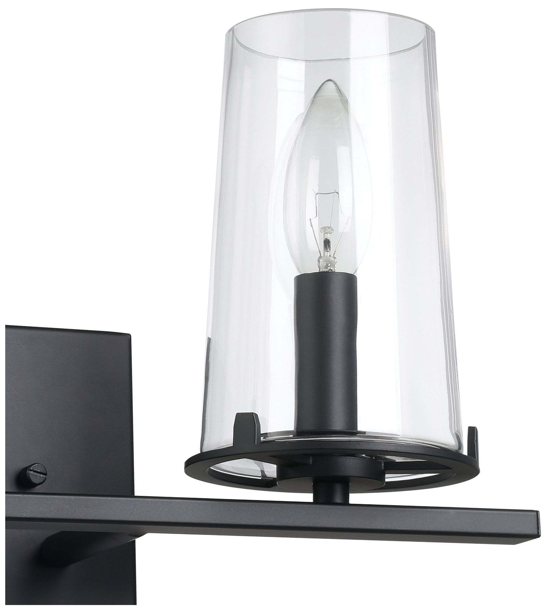 Image 4 Thesis Jared 15-inch Matte Black Vanity Light with Clear Glass Shades more views