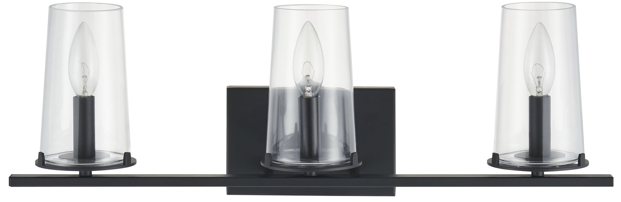 Image 3 Thesis Jared 24-inch Matte Black Vanity Light with Clear Glass Shades more views