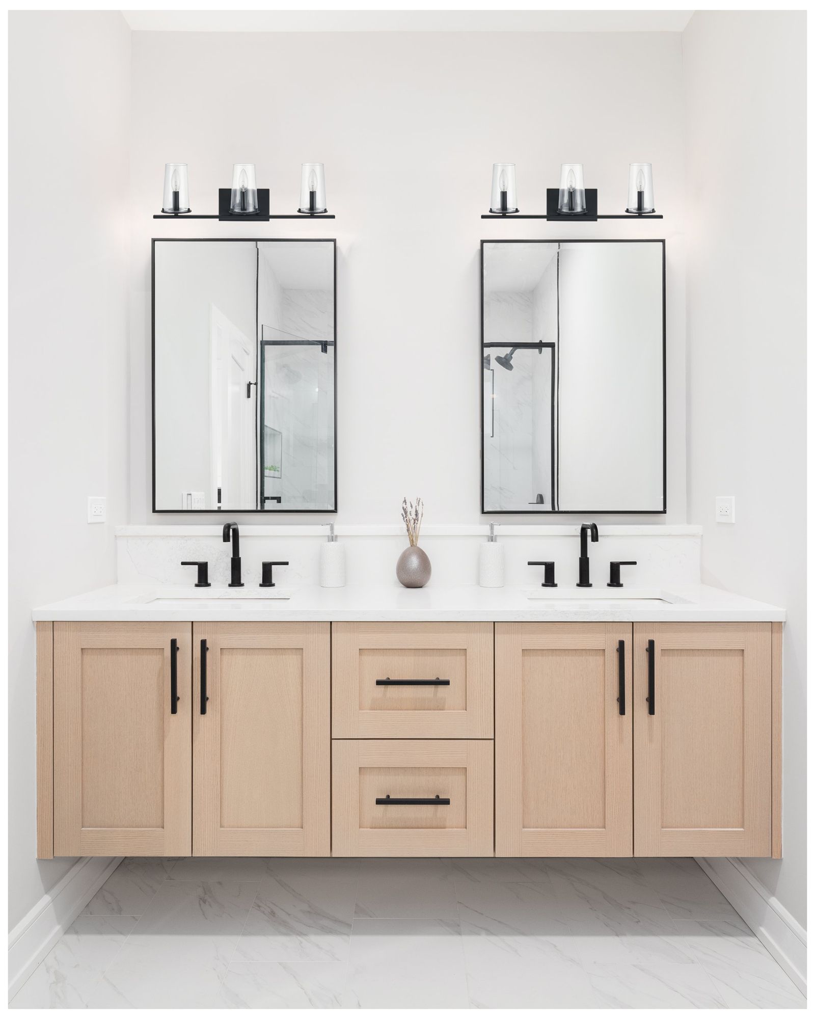 Image 7 Thesis Jared 24-inch Matte Black Vanity Light with Clear Glass Shades more views