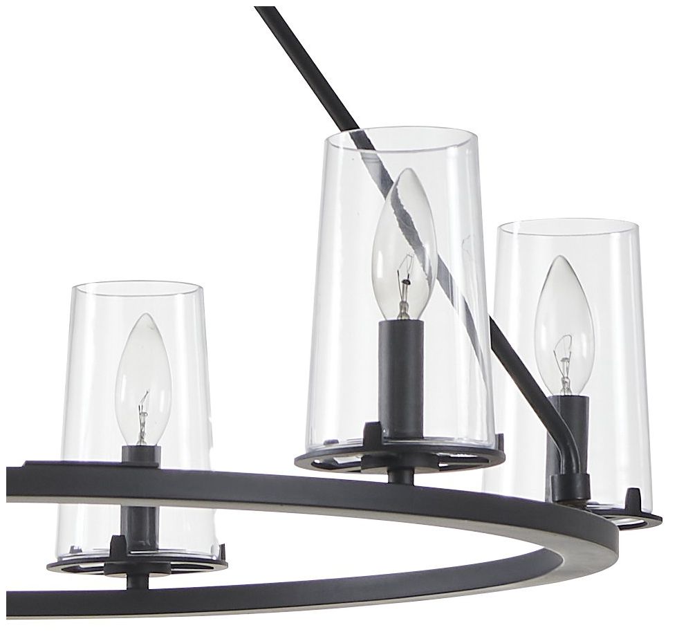 Image 3 Thesis Jared 30" 6 Light Matte Black Chandelier with Clear Glass Shades more views