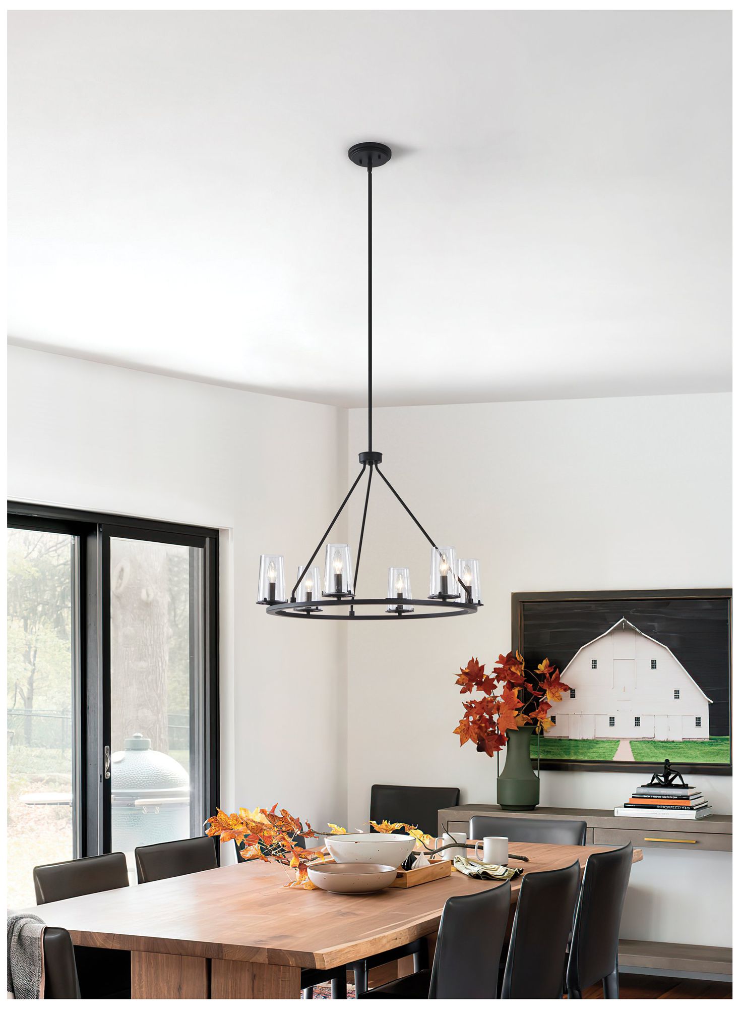 Image 5 Thesis Jared 30" 6 Light Matte Black Chandelier with Clear Glass Shades more views