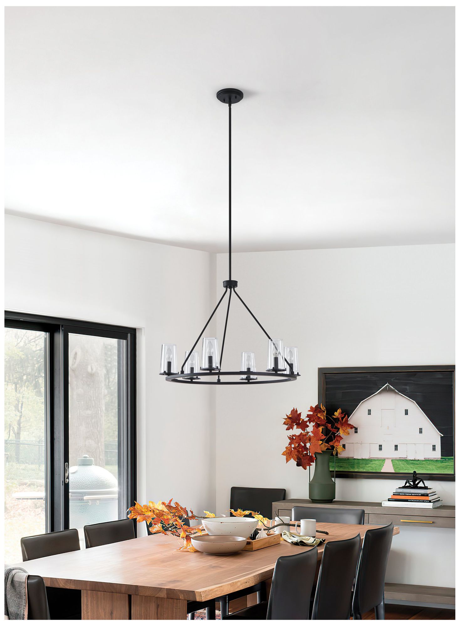 Image 6 Thesis Jared 30" 6 Light Matte Black Chandelier with Clear Glass Shades more views
