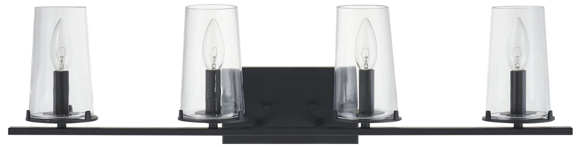 Image 3 Thesis Jared 31-inch Matte Black Vanity Light with Clear Glass Shades more views