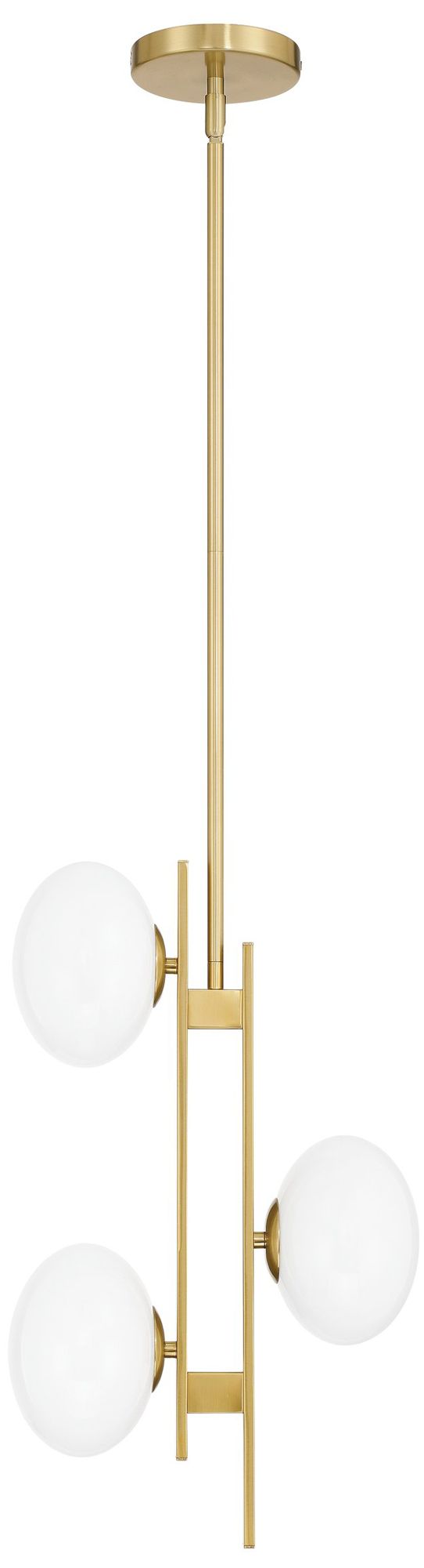 Image 3 Thesis Julep 12" 3 Light Brushed Gold Pendant Light with Opal Glass Shades more views
