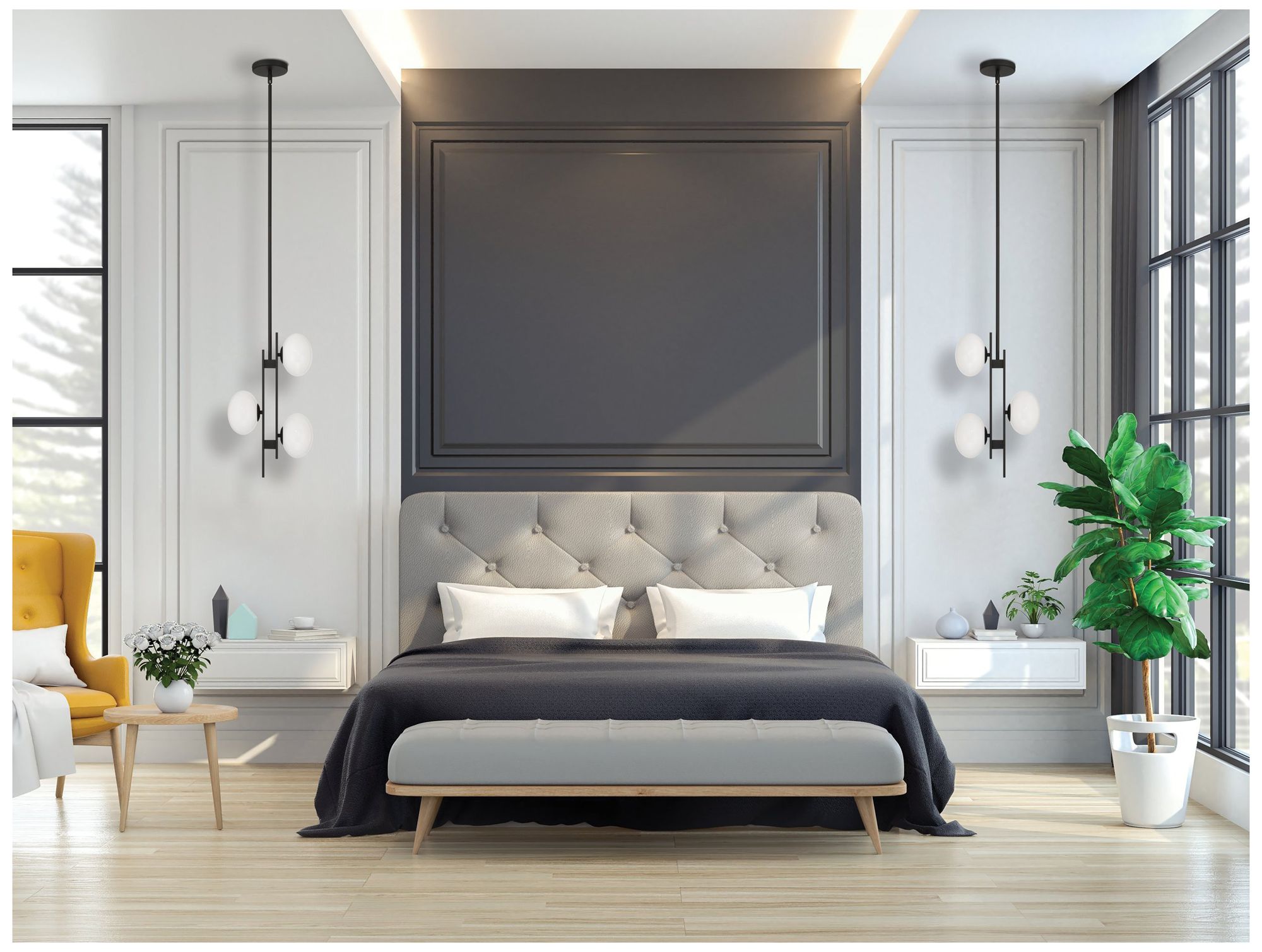 Thesis Julep 12" 3 Light Matte Black Pendant Light with Opal Glass Shades