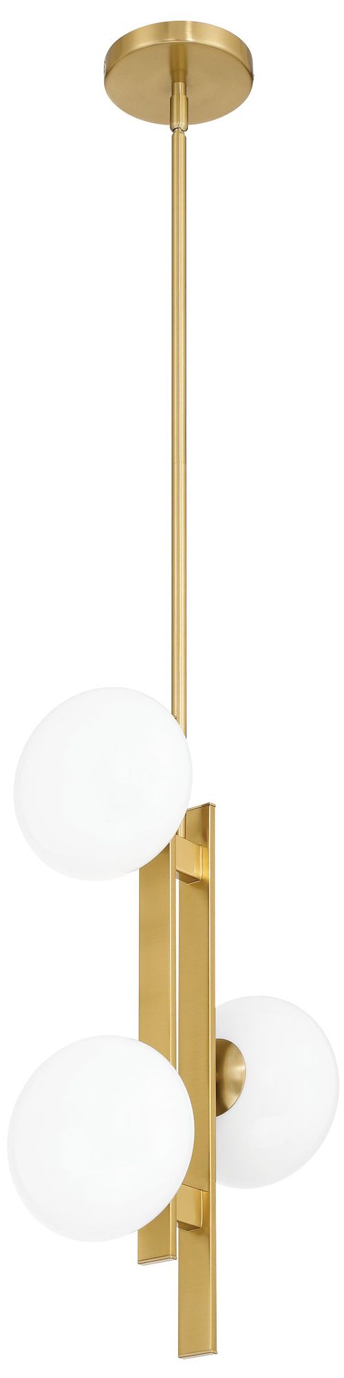 Image 2 Thesis Julep 12" 3 Light Brushed Gold Pendant Light with Opal Glass Sh