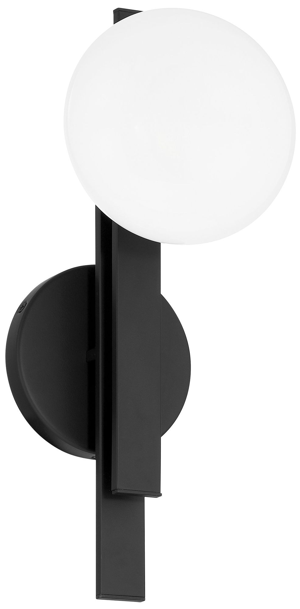 Thesis Julep 15-inch Matte Black Vanity Light with Opal Glass Shade