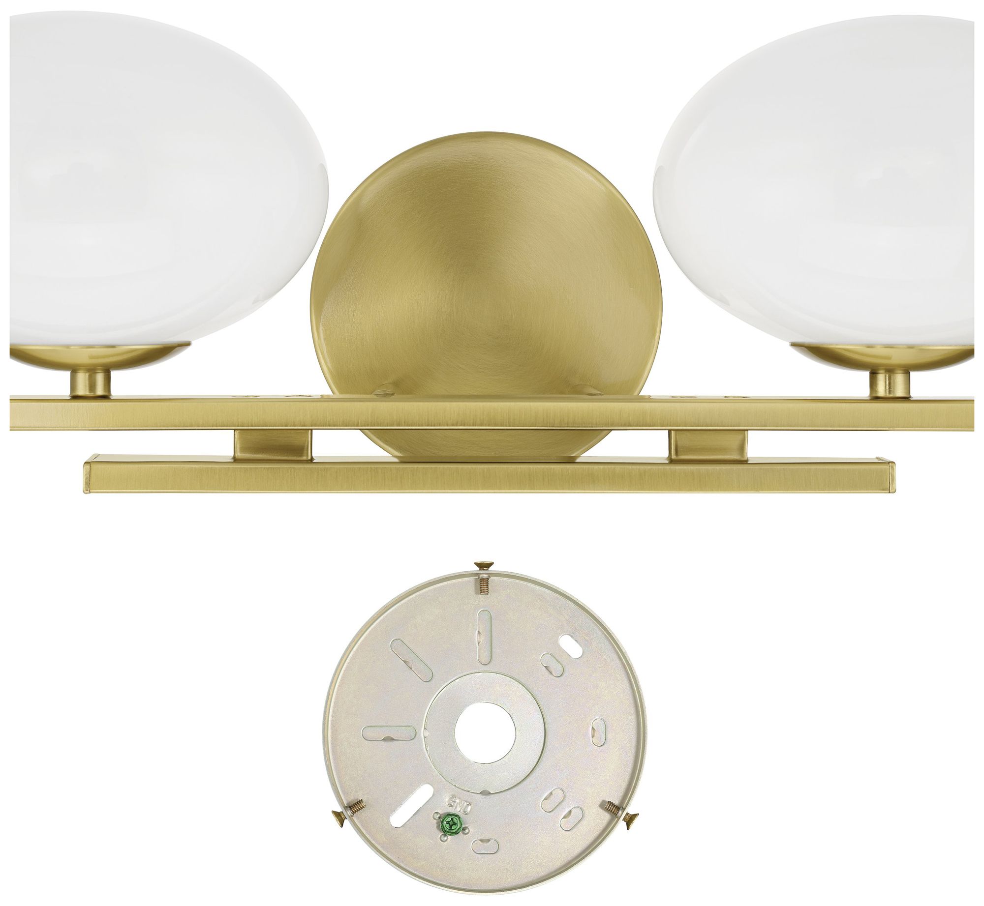Image 6 Thesis Julep 16-inch Brushed Gold Vanity Light with Opal Glass Shades more views
