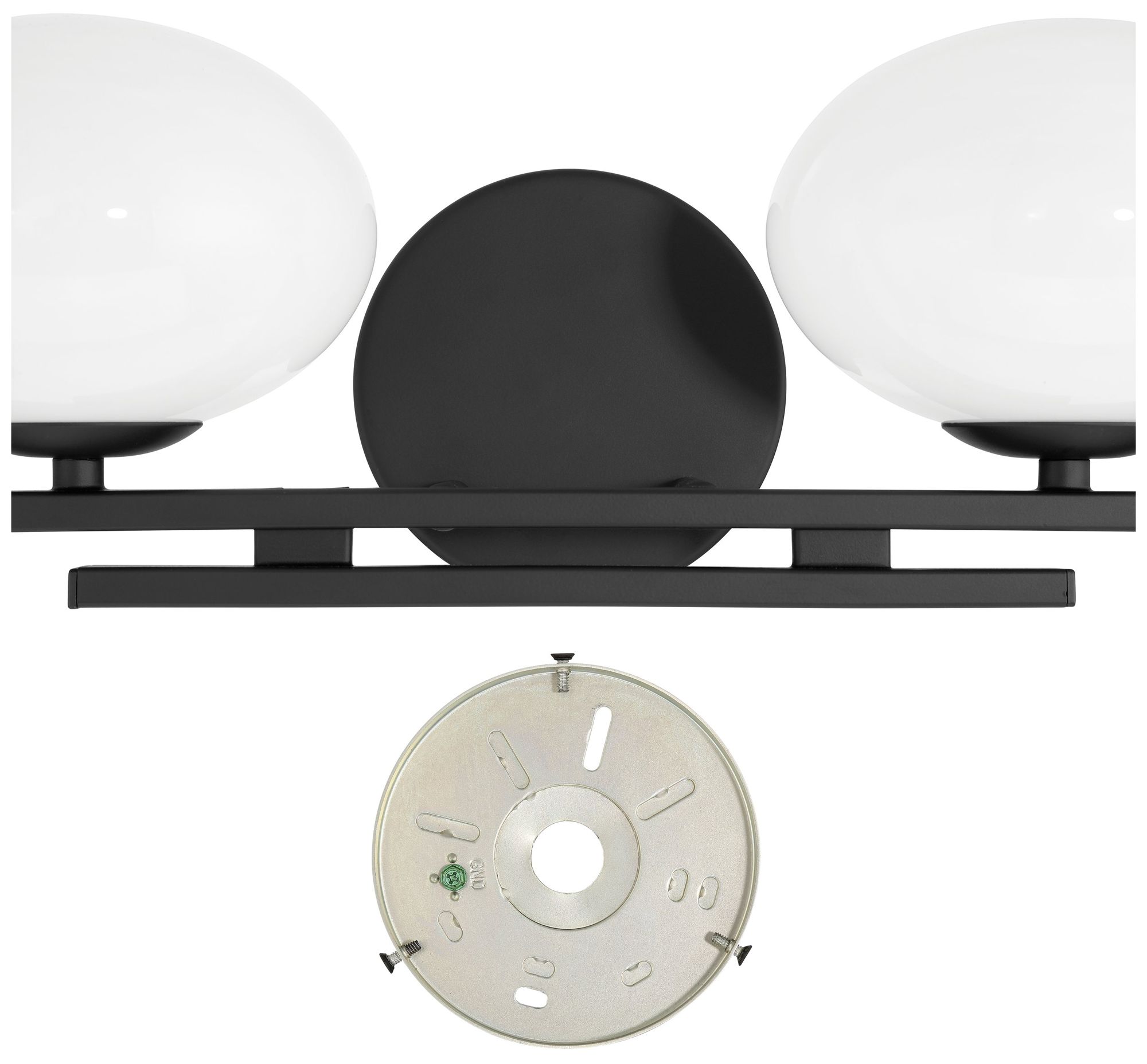 Image 6 Thesis Julep 16-inch Matte Black Vanity Light with Opal Glass Shades more views