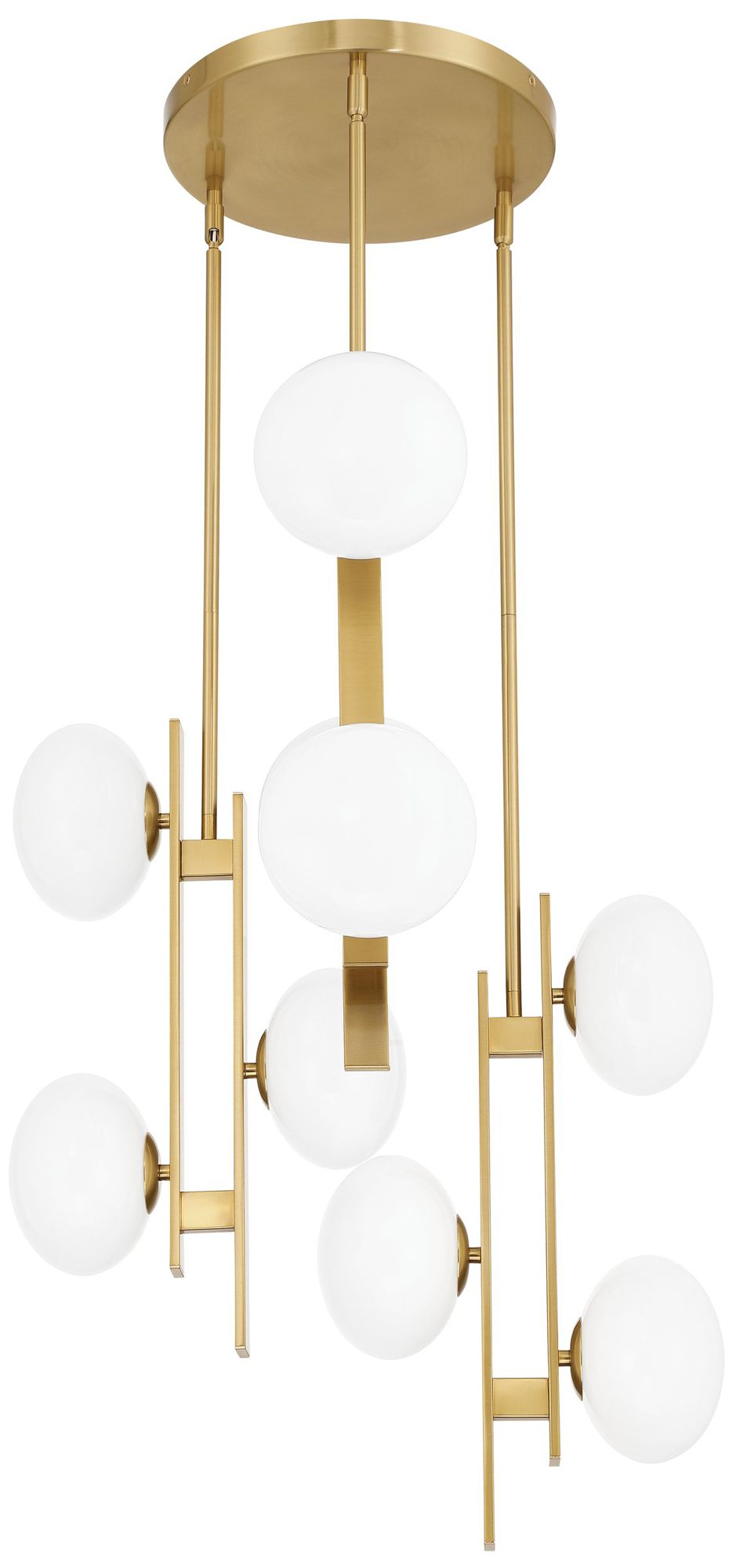 Thesis Julep 22" 9 Light Brushed Gold Chandelier with Opal Glass Shades