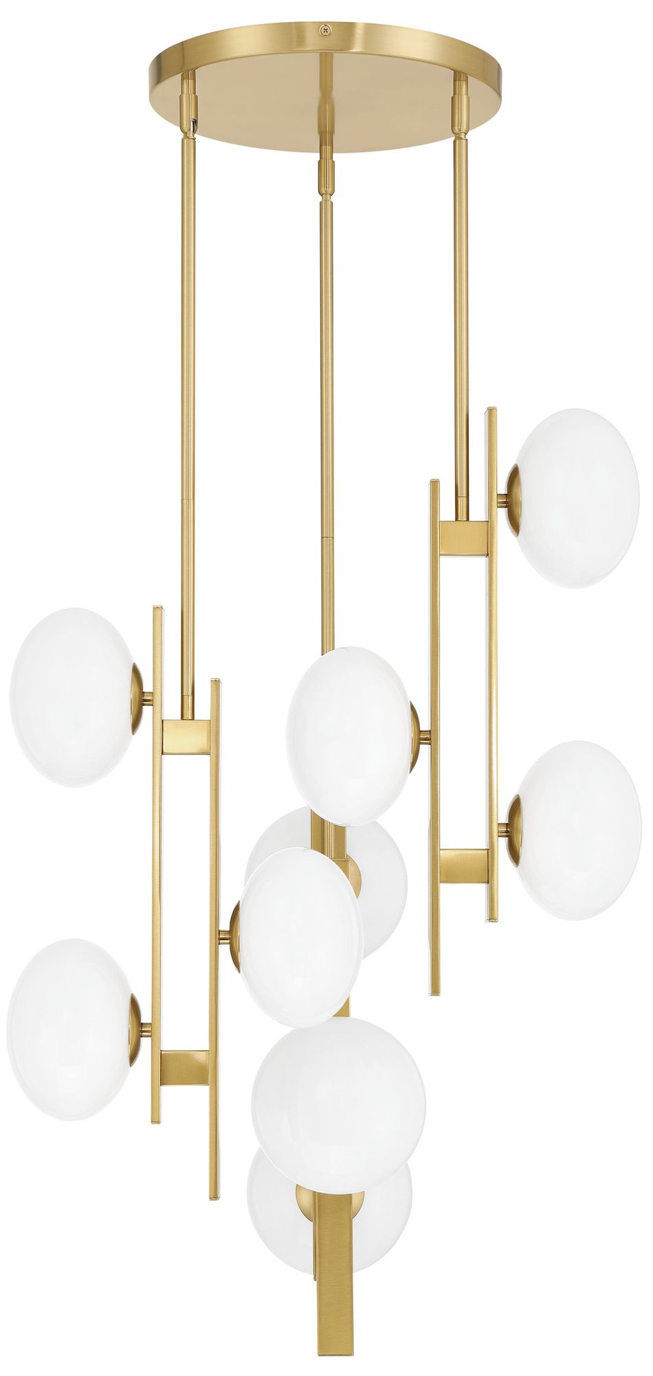 Image 3 Thesis Julep 22" 9 Light Brushed Gold Chandelier with Opal Glass Shades more views