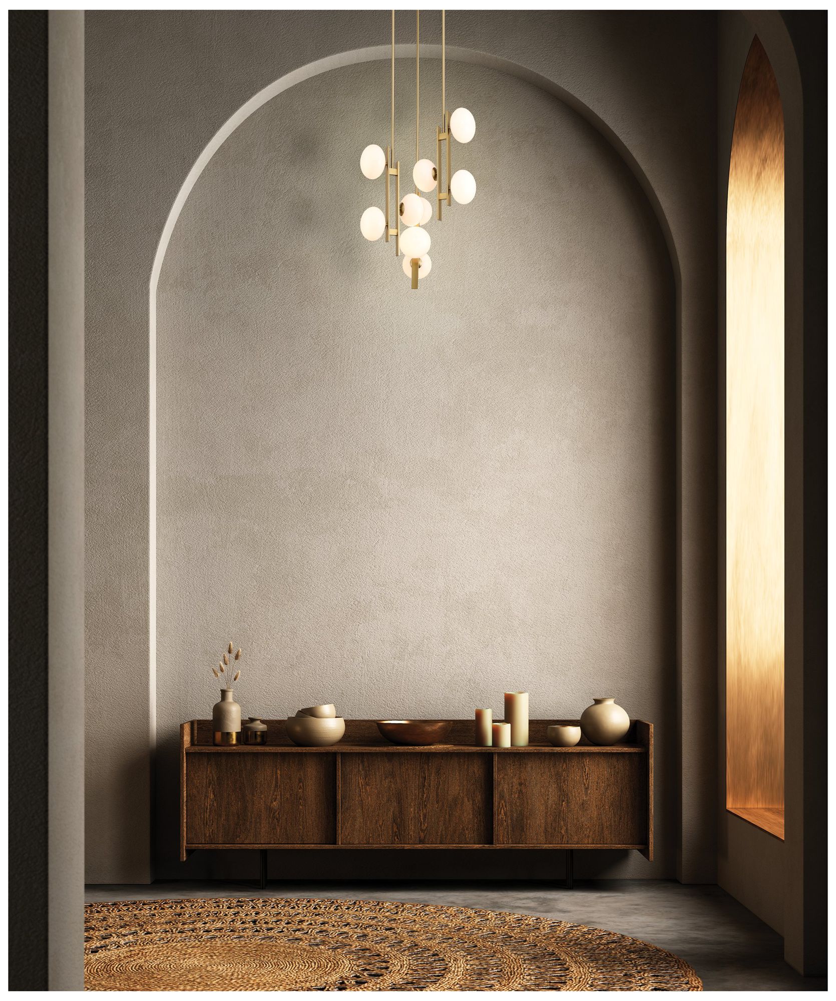 Image 6 Thesis Julep 22" 9 Light Brushed Gold Chandelier with Opal Glass Shades more views