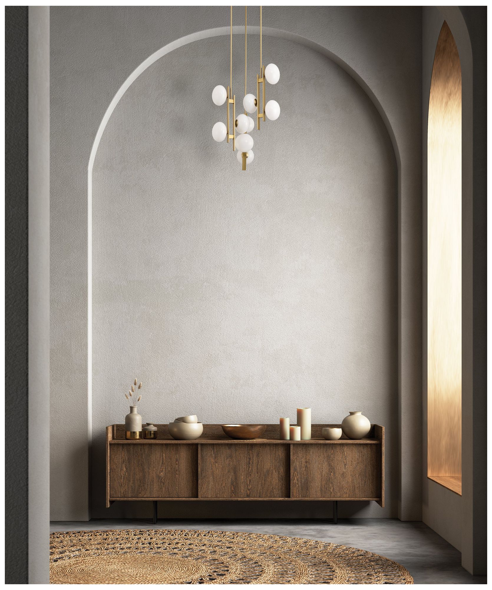 Image 7 Thesis Julep 22" 9 Light Brushed Gold Chandelier with Opal Glass Shades more views