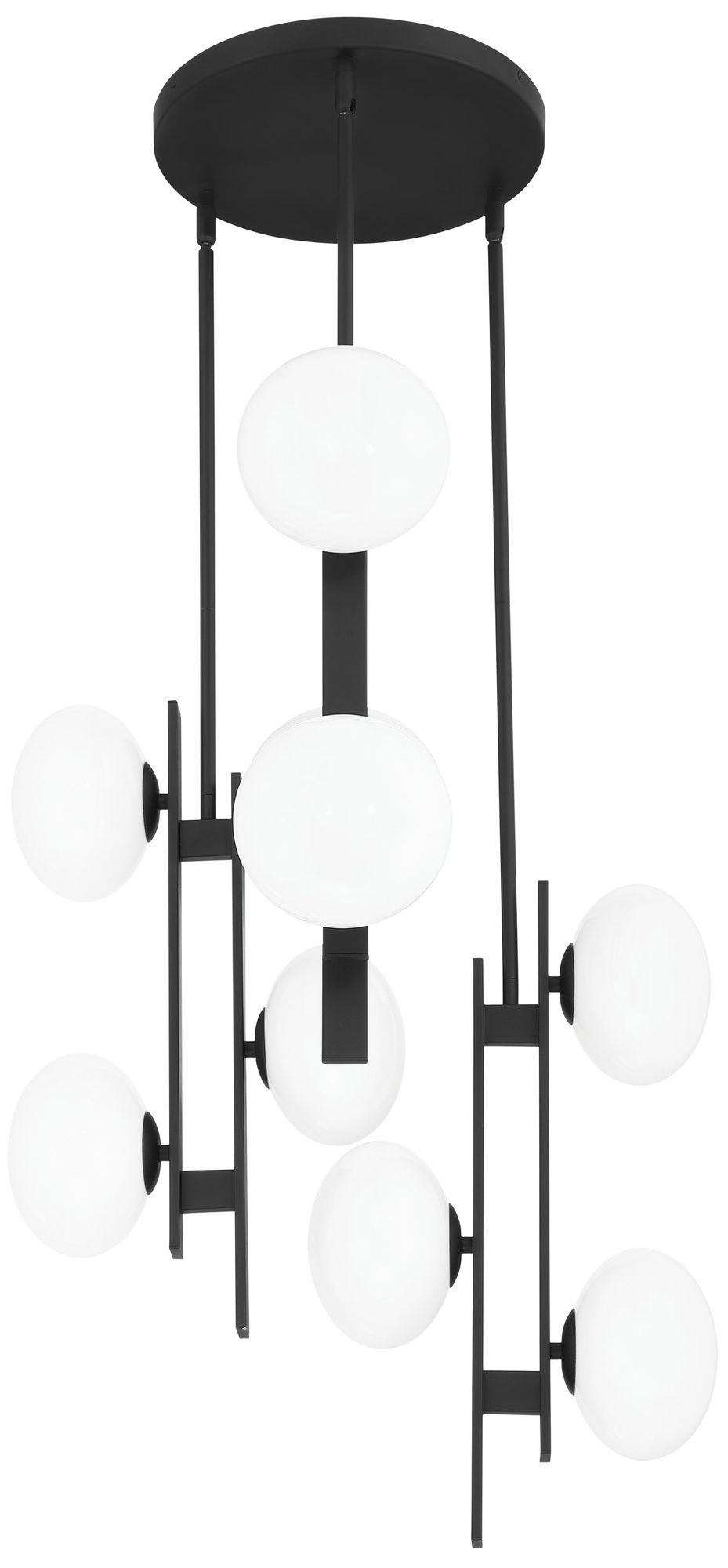 Thesis Julep 22" 9 Light Matte Black Chandelier with Opal Glass Shades