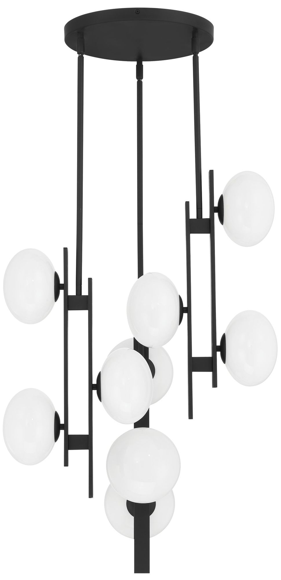 Image 3 Thesis Julep 22" 9 Light Matte Black Chandelier with Opal Glass Shades more views