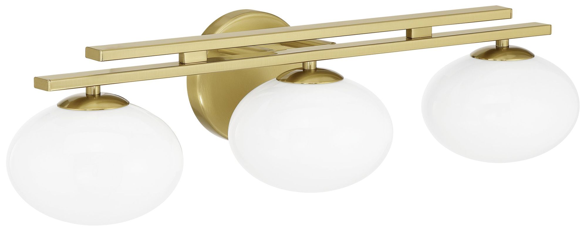 Image 3 Thesis Julep 24-inch Brushed Gold Vanity Light with Opal Glass Shades more views