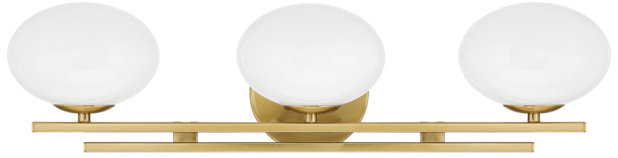 Image 4 Thesis Julep 24-inch Brushed Gold Vanity Light with Opal Glass Shades more views